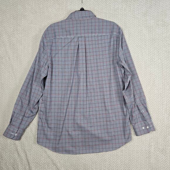 Jos. A. Bank Traveler Shirt Men's Large Blue Red Check Plaid Tailored Fit Preppy - Picture 2 of 9